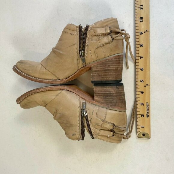 Freebird by Steven Women Sandi Leather Ankle Bootie Heels Brown Size 7 Boho Zip - Picture 10 of 10